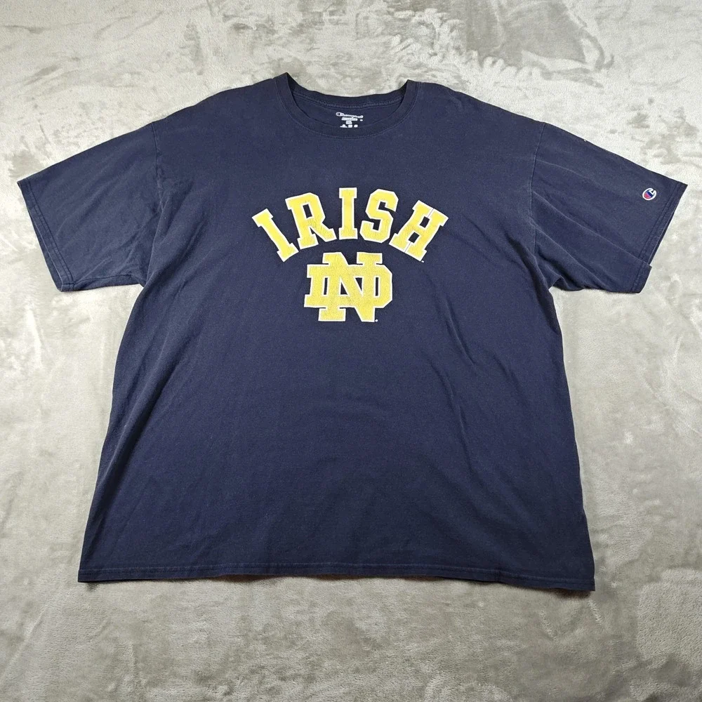 Vintage Notre Dame Shirt Mens XXL Blue Champion Fighting Irish Football Y2K NCAA - Picture 1 of 7